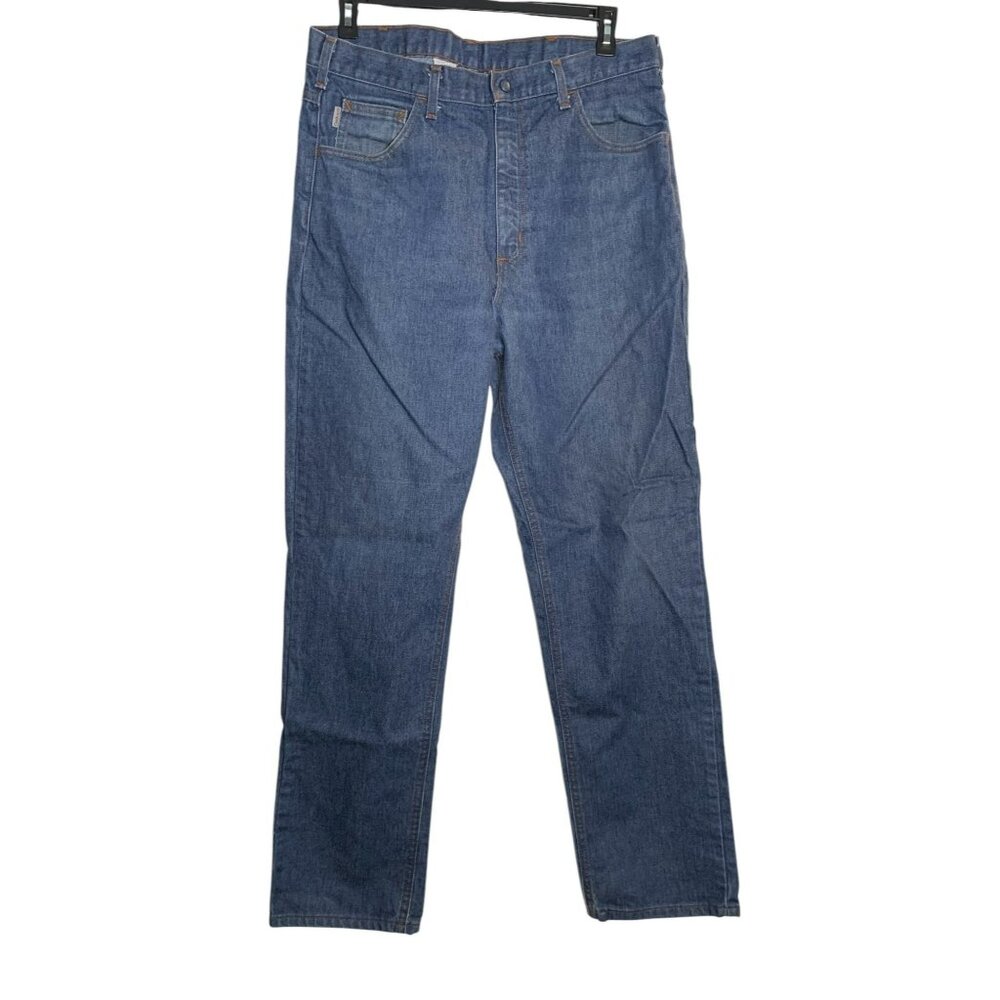 Carhartt Mens FR Relaxed Fit Denim Jeans 36x34 Flame-Resistant Blue Cotton Blend